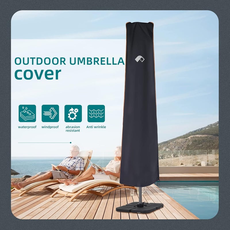 PALON Patio Umbrella Cover, Waterproof Cover with Zipper, Shrink Drawstring, Oxford Fabric Garden Cover 7.5ft to 11.5ft, Market Umbrella - Image 2